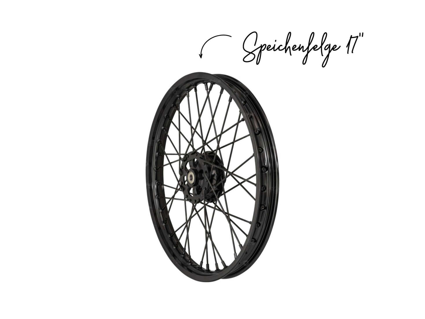 Speichenfelge 17" vorne Alu CNC massiv schwarz Speichenfelge 17" vorne Alu CNC massiv schwarz