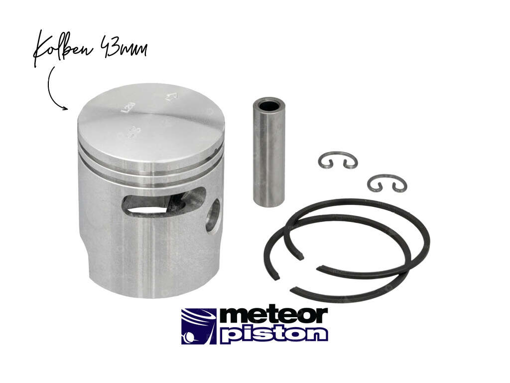 Meteor Kolben 43 mm (12 mm KoBo) Übermass | Puch X30 Velux Meteor Kolben 43 mm (12 mm KoBo) Übermass | Puch X30 Velux