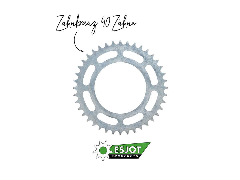 Esjot Zahnkranz 40 Zähne Sachs HR90-Nabe (verschweisst) Esjot Zahnkranz 40 Zähne Sachs HR90-Nabe (verschweisst)