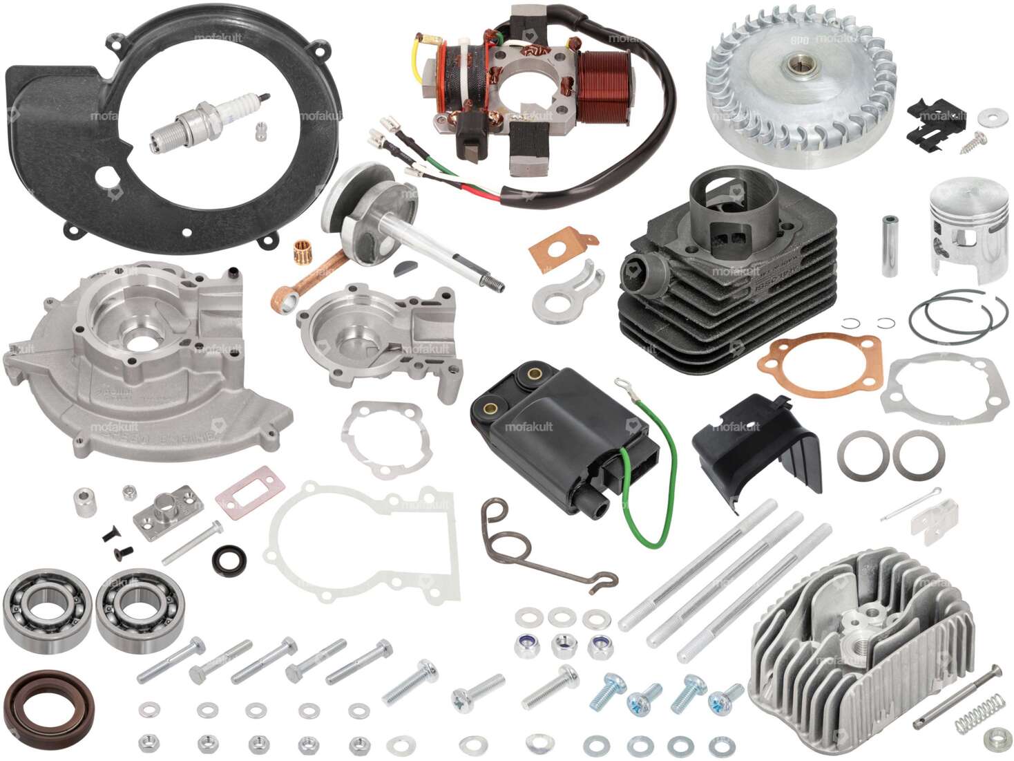 46.5 mm Rennmotor-Set Polini / Malossi elektronische Zündung | Piaggio Ciao, Bravo, Boxer, Grillo Carousel Image 1