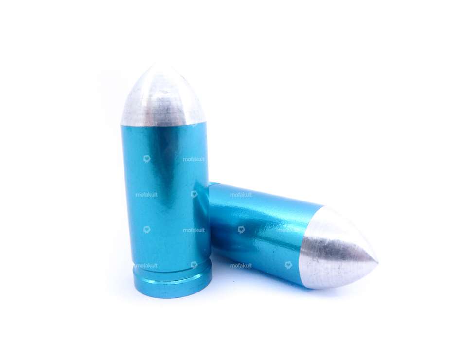 Cartouche de capuchon de valve Alu bleu / argent Carousel Image 2