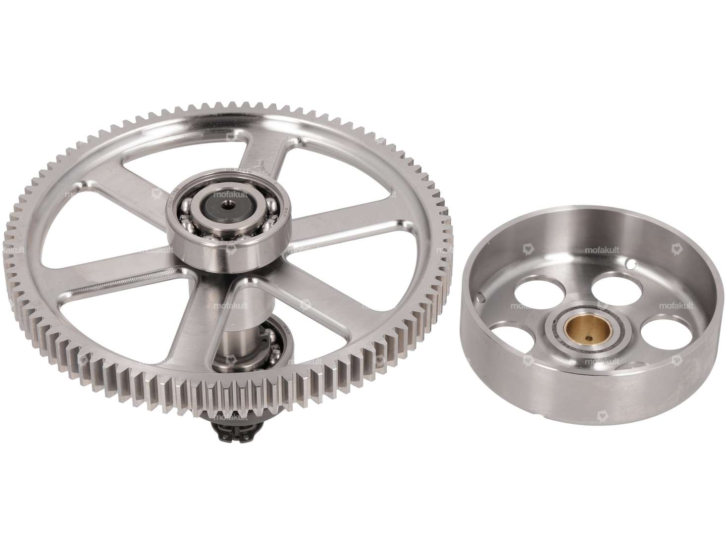 ASP Corbeille d'embrayage & jeu de pignons droits 19:94 dents KTM SX50 CNC | Puch E50 Carousel Image 2