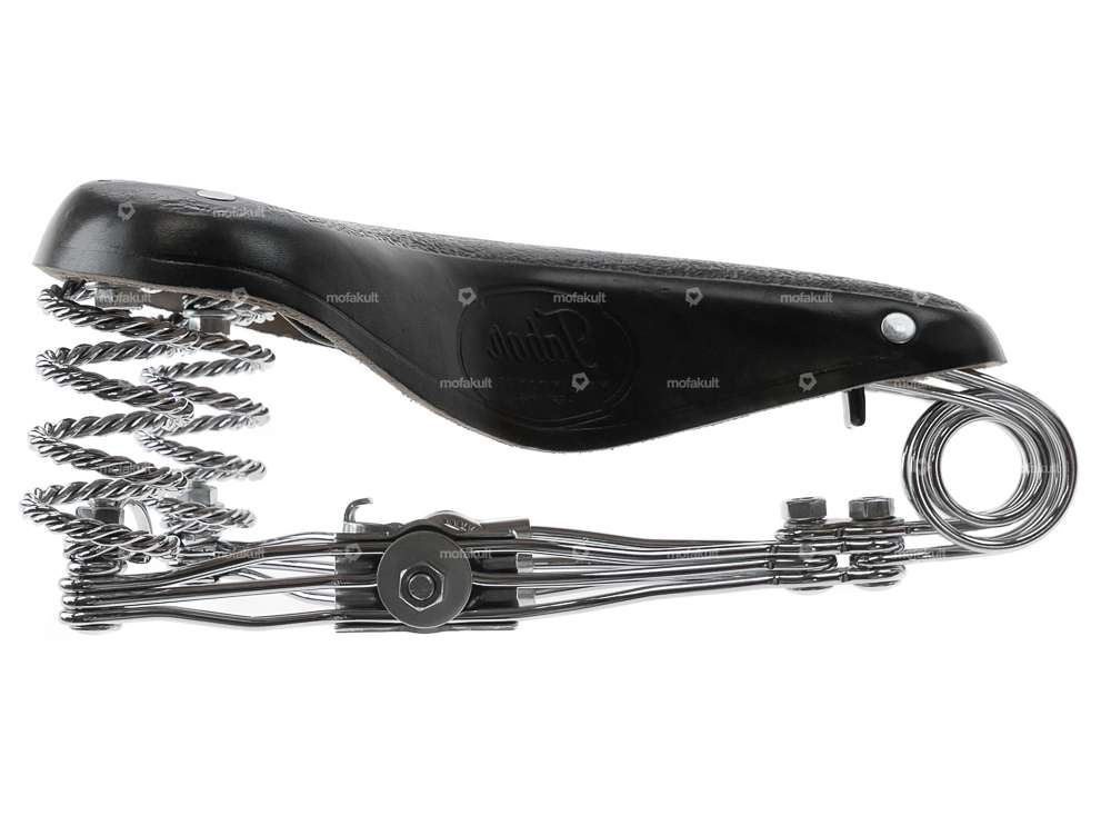 Selle Tabor en cuir avec ressort en forme de tonneau, noire Carousel Image 4