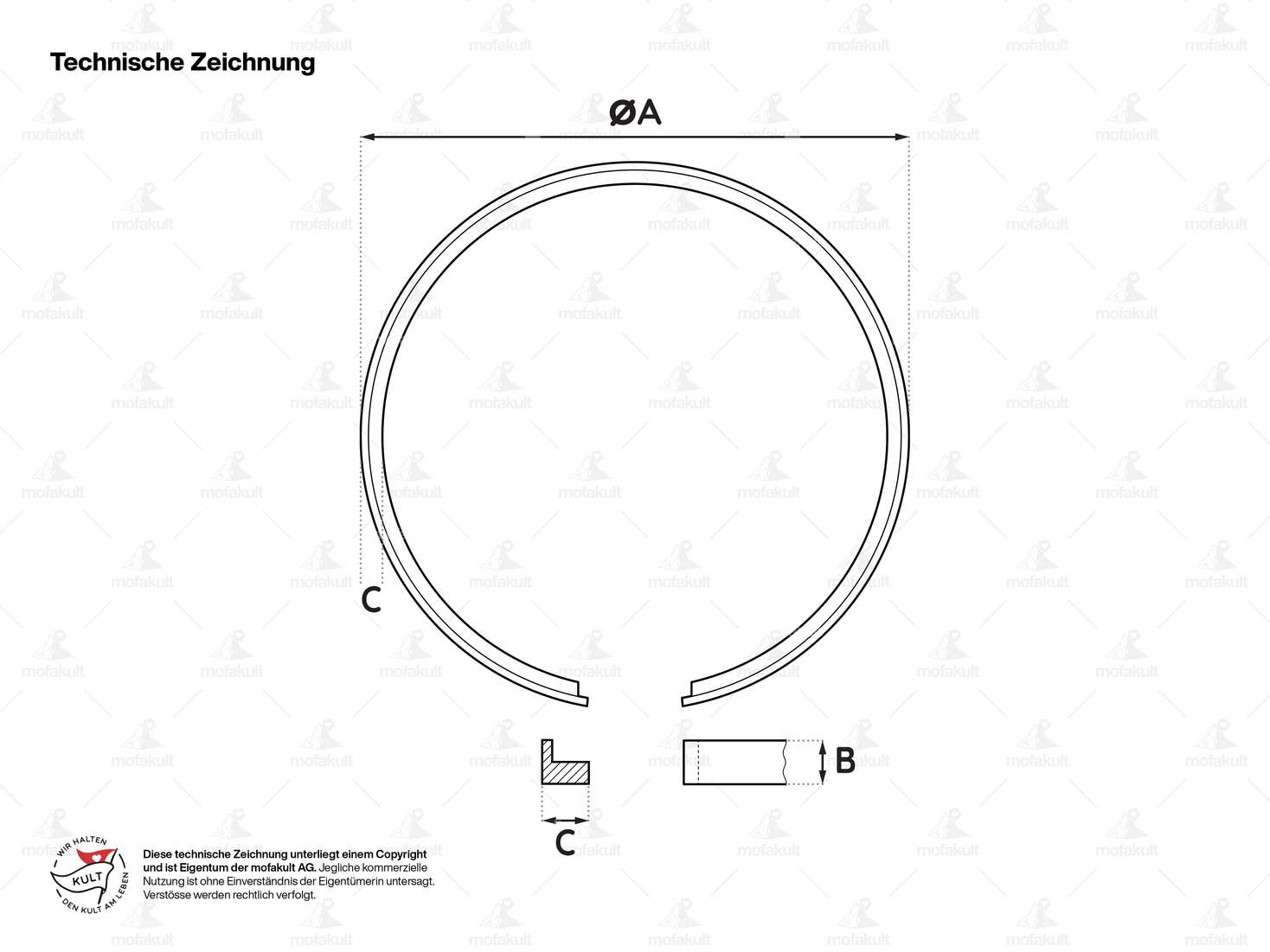 Meteor piston rings 39.2 mm (pair) | Piaggio Ciao, SI, Bravo, Boxer Carousel Image 4