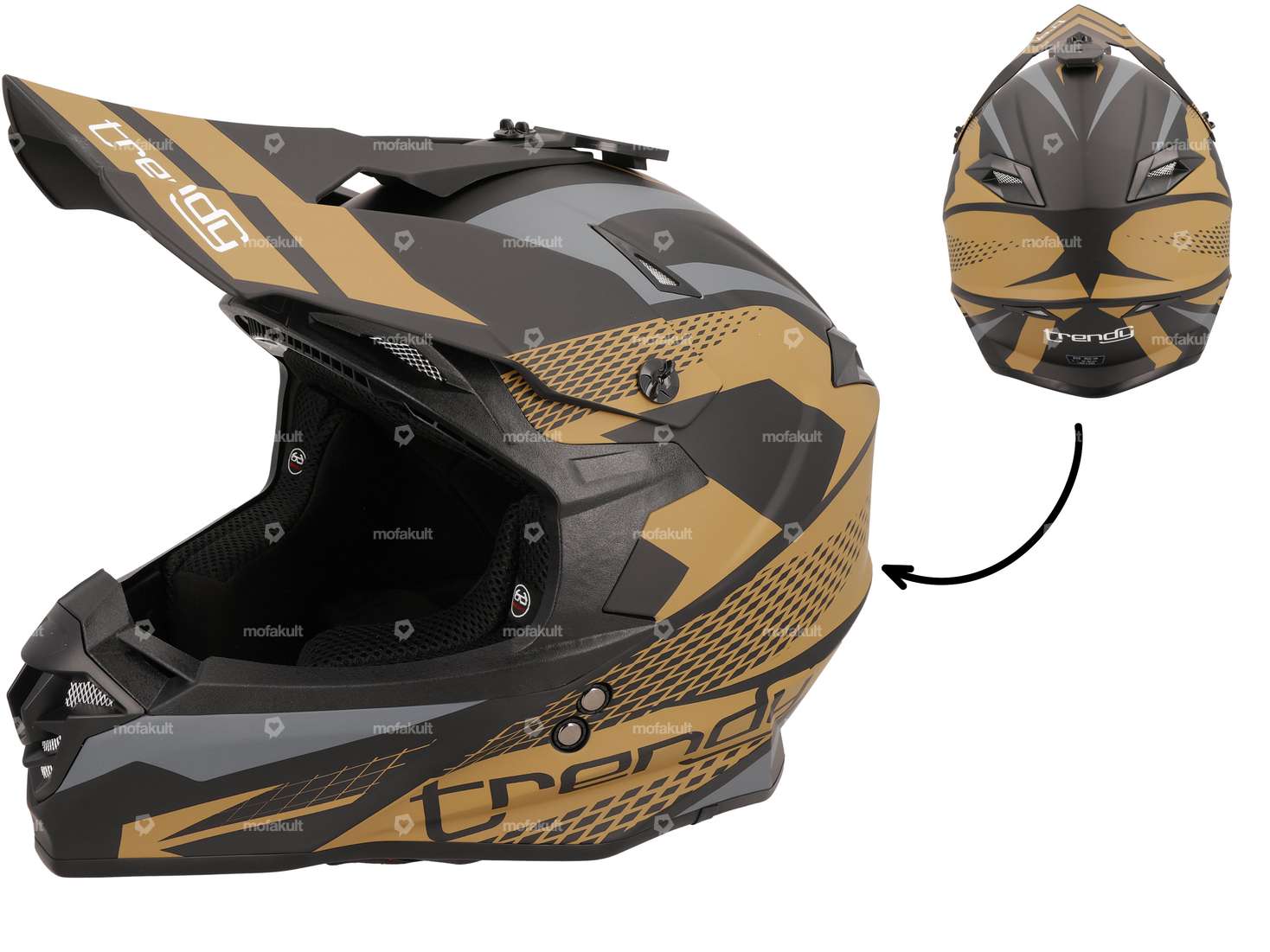 Cross helmet "Trendy" black-grey-gold matt (S-L) Carousel Image 1
