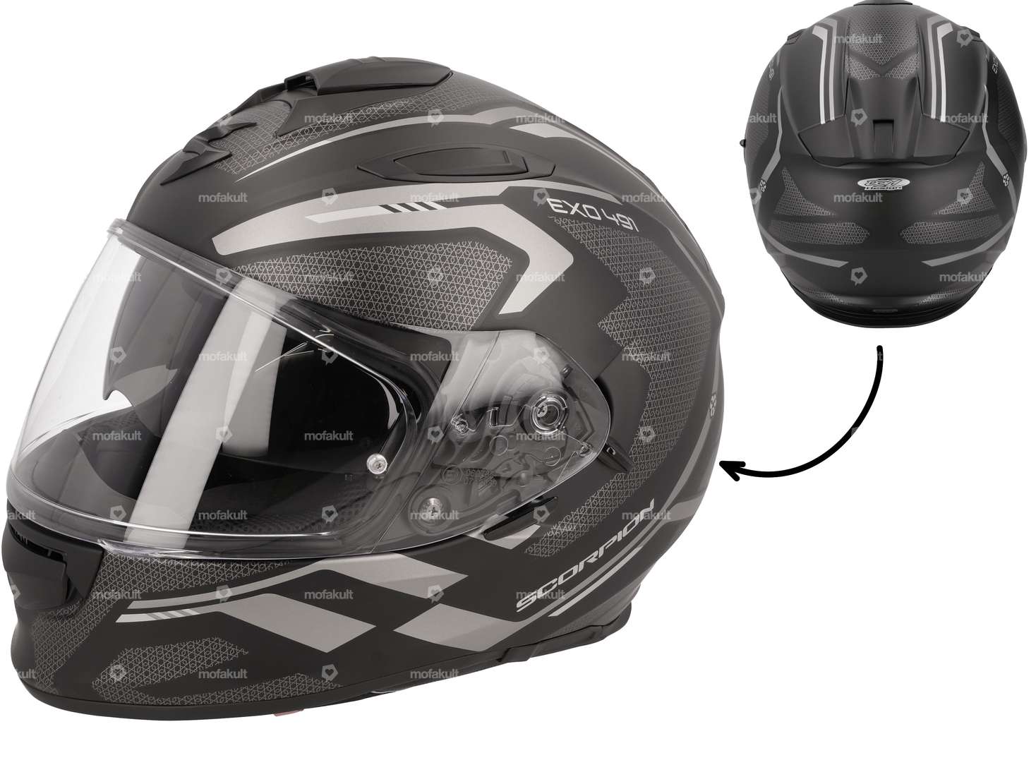 Scorpion casque intégral "EXO-491" noir-gris mat (S-XL) Carousel Image 1