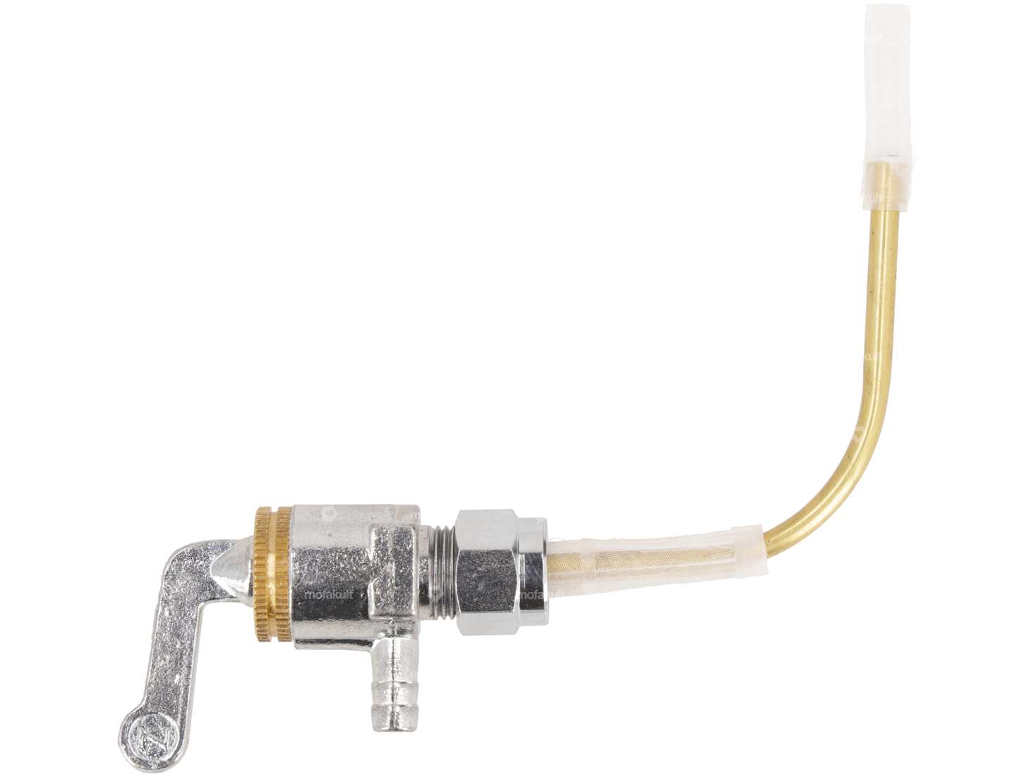 Robinet d'essence horizontal M12x1 (avec écrou-raccord) sortant par le bas | Puch Maxi S, N Carousel Image 1