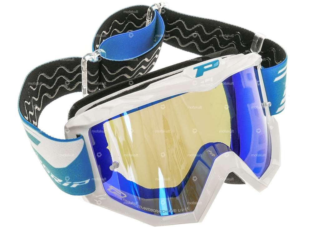 Lunettes ProGrip MX 3201 Raceline blanc bleu miroité Carousel Image 1