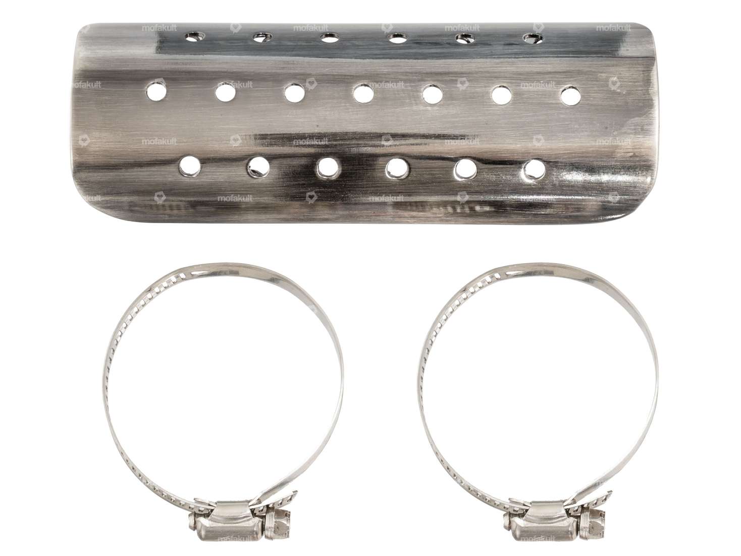 Auspuff Hitzeblech Löcher Stahl gebürstet (150 mm) Carousel Image 1