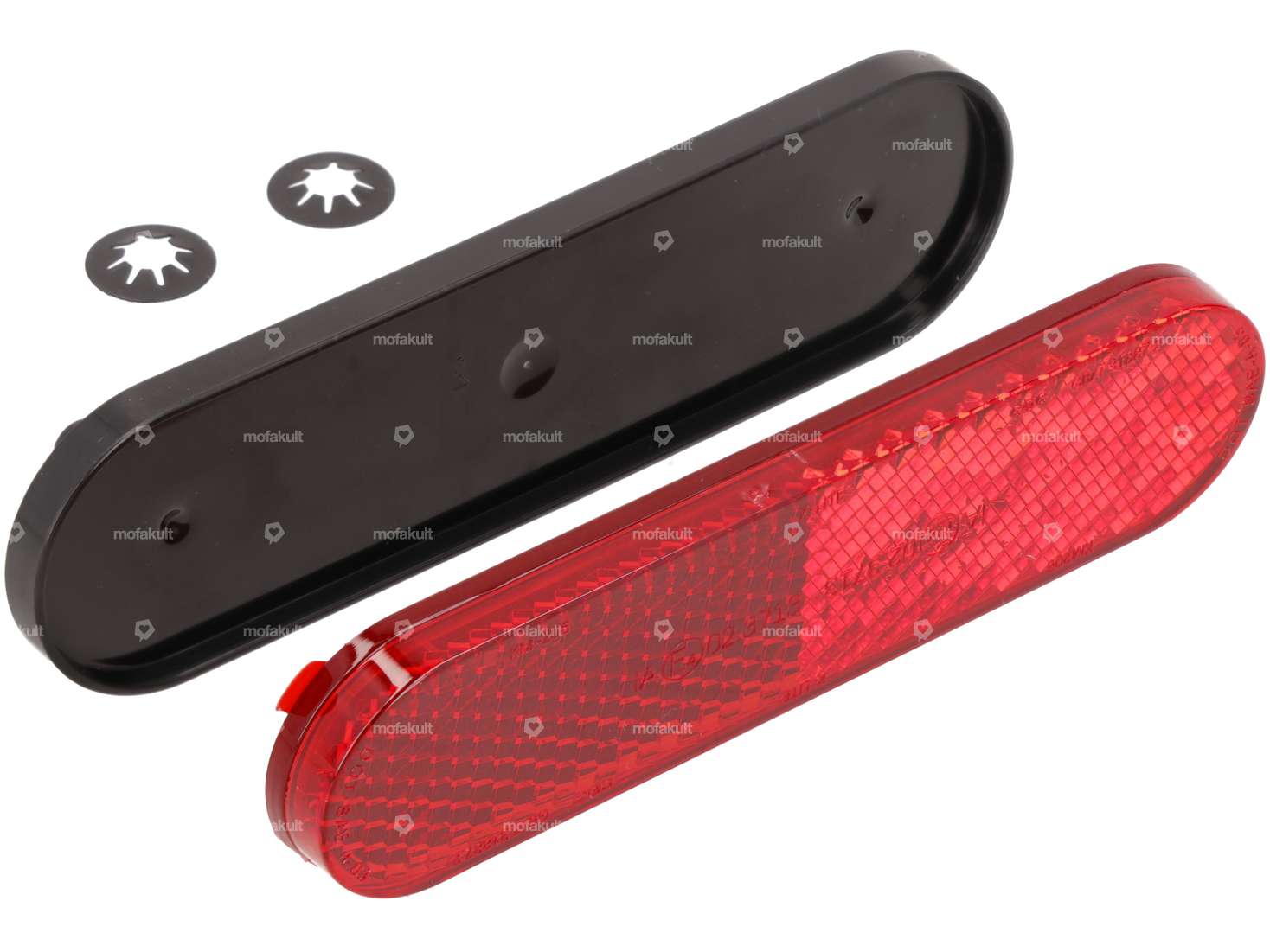 Reflektor 100 x 2 mm mit Klickbefestigung oval rot Carousel Image 1