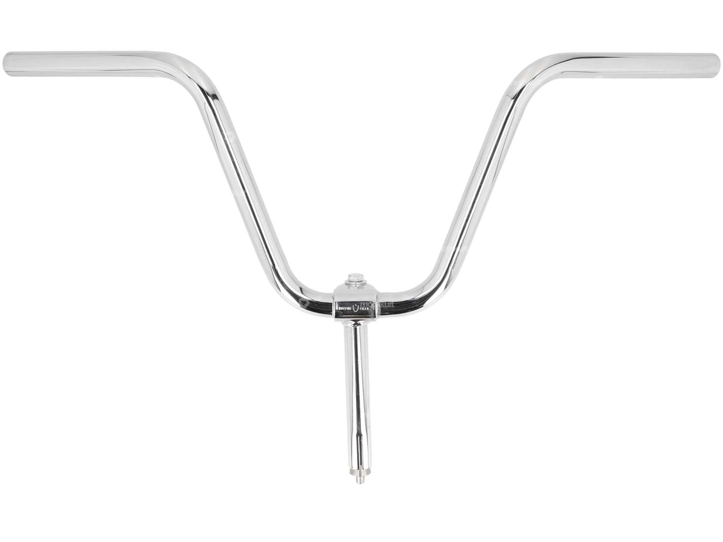 Handlebar stem 23 cm curved inclined chrome Carousel Image 1