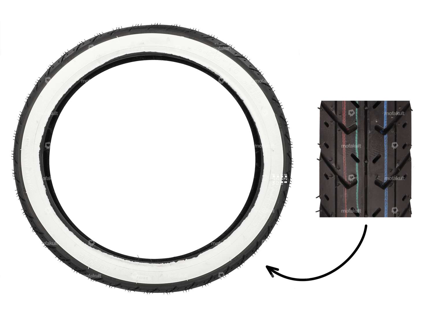 KENDA 2.50 x 16" Reifen K327 Semi-Slick Weisswand Carousel Image 1