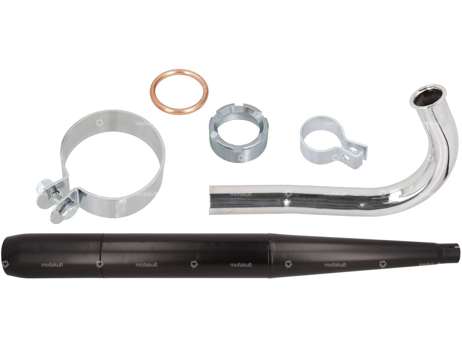 Auspuffanlage Zigarre (Ø 32 / 70 mm) schwarz / Chrom | Sachs 50/2 Carousel Image 1