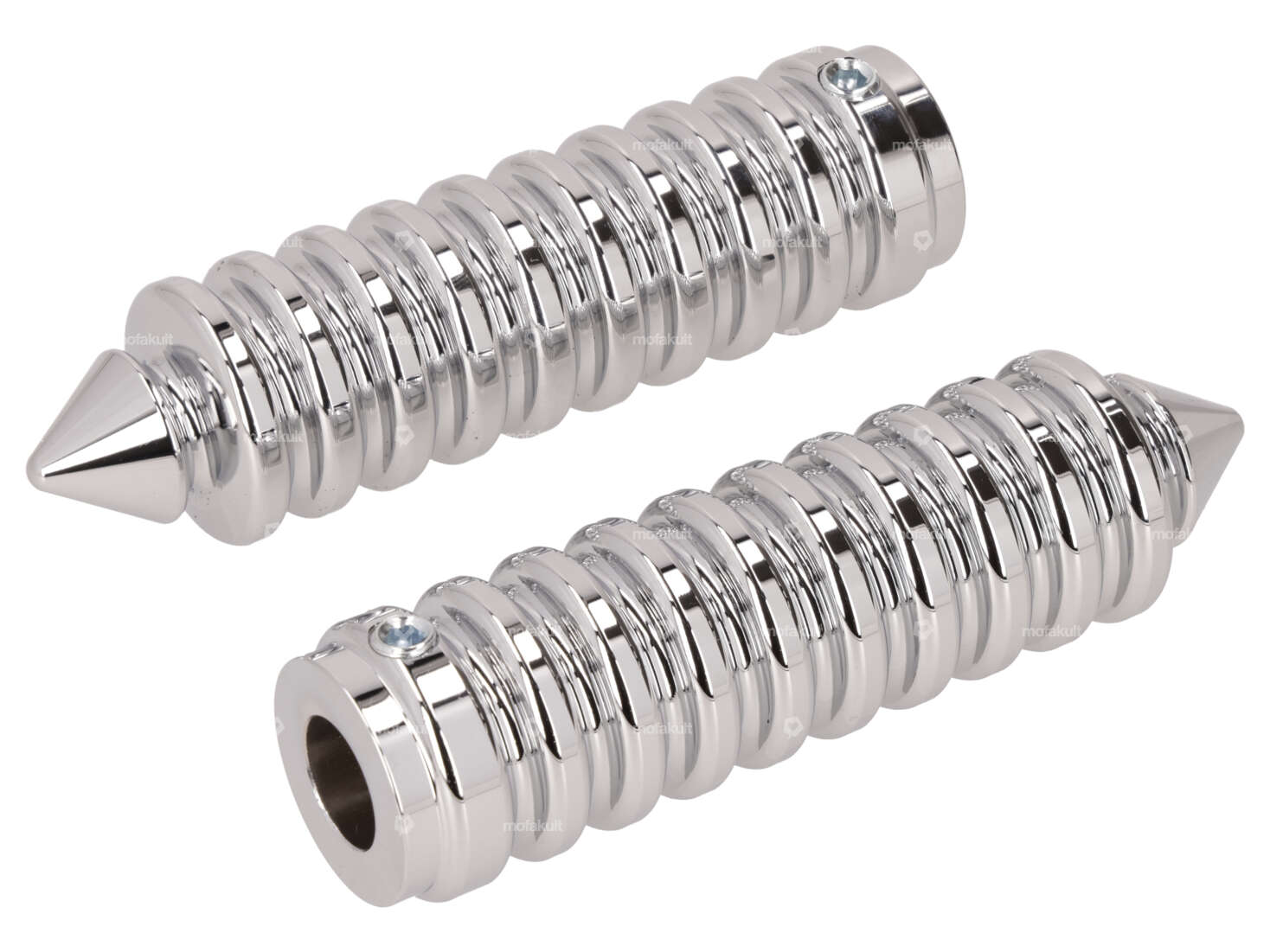 66HEROES Fussrasten gerillt spitz Chrom Carousel Image 1