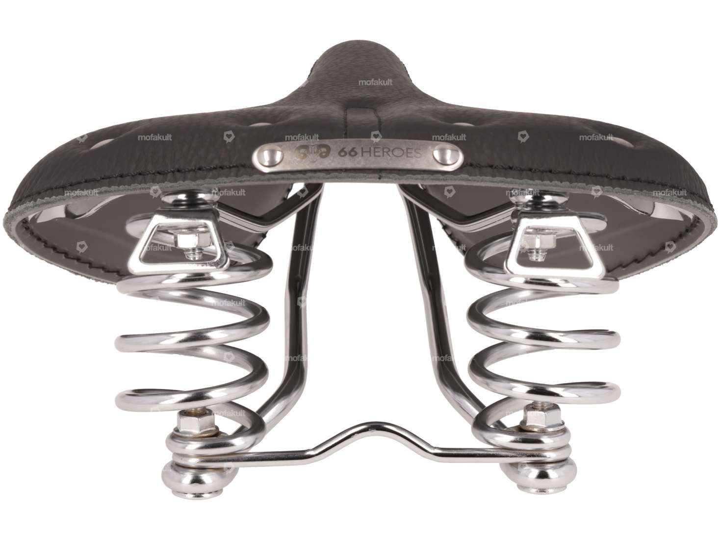 66HEROES Sattel Leder Tonnenfedern schwarz Carousel Image 3