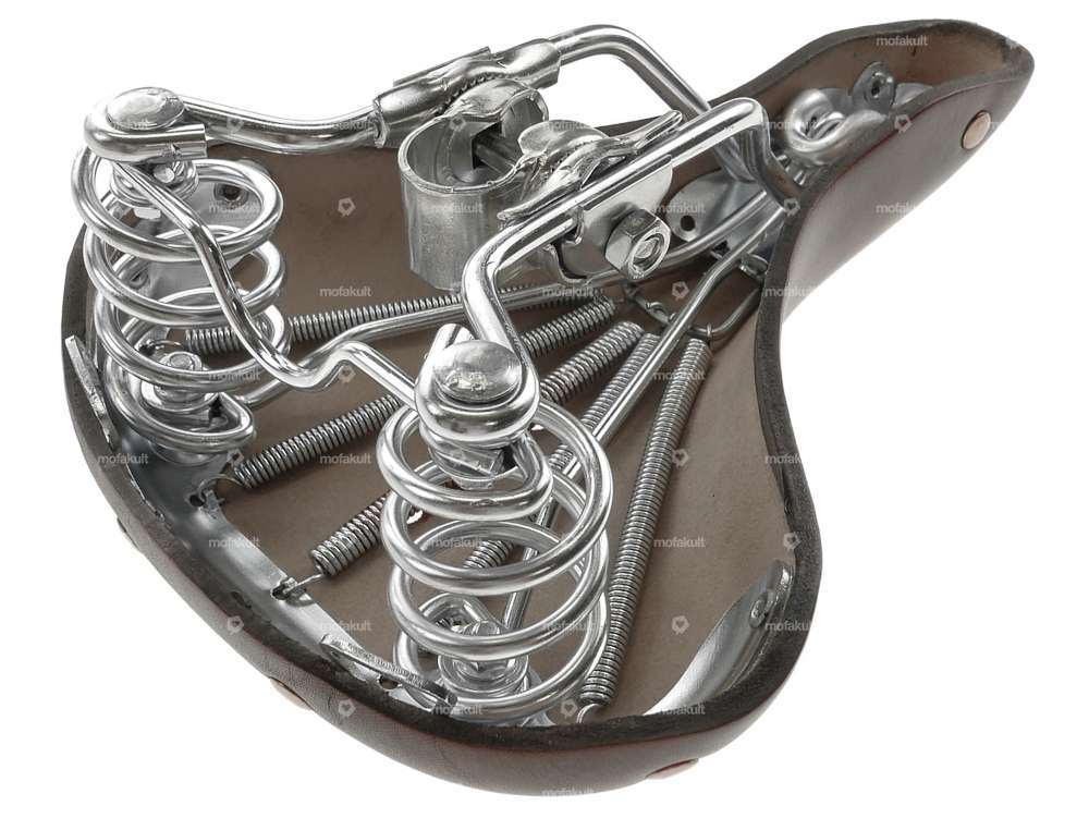 Selle Charleston en cuir véritable Vintage à ressort tonneau marron Carousel Image 5