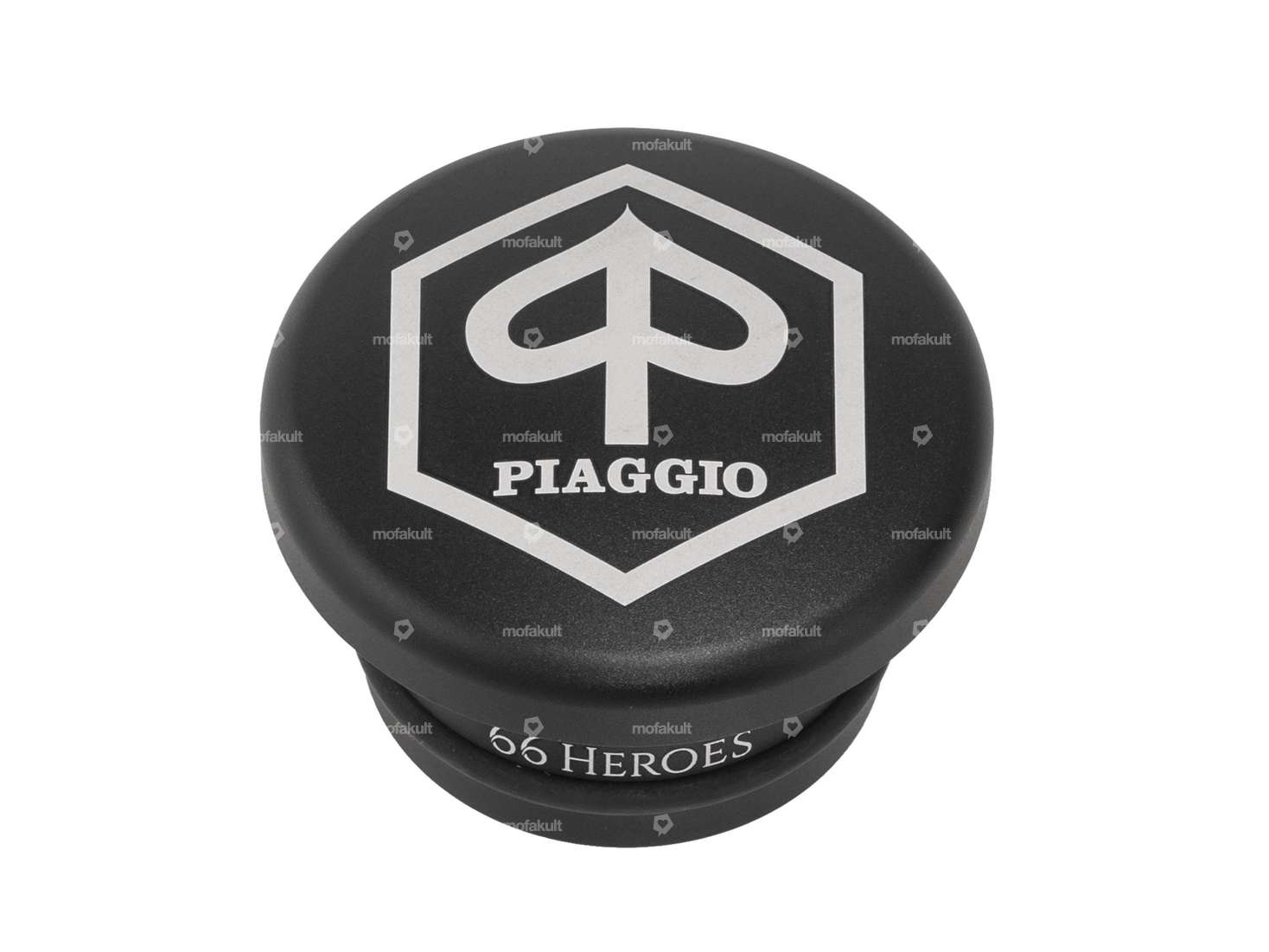 66HEROES Bouchon de réservoir alu "Piaggio" rond noir | Piaggio SI Carousel Image 1
