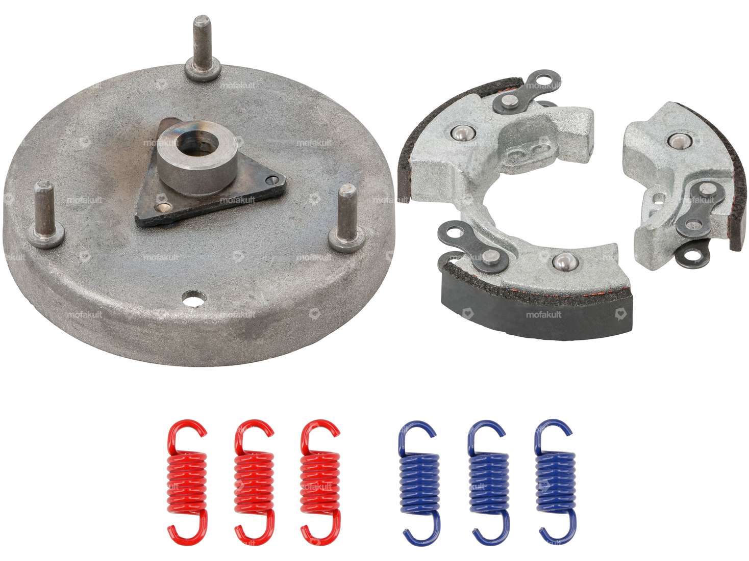 GPO Plaquettes d'embrayage mono avec ressorts renforcés & cloche de démarrage | Piaggio Ciao, SI Carousel Image 1