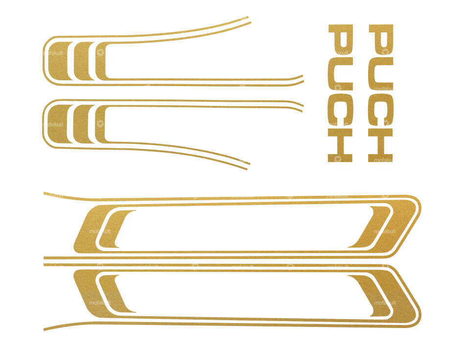 Klebersatz Tank & Rahmen gold matt (1A-Qualität) Folienplot | Puch Maxi S Carousel Image 1