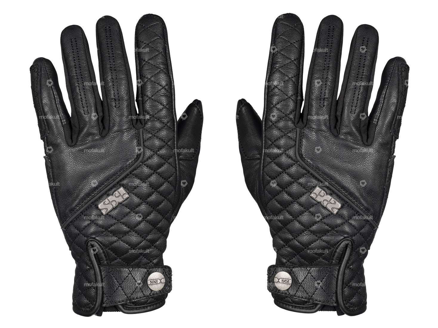 Gants de moto IXS en cuir véritable (S - M) noir Carousel Image 1