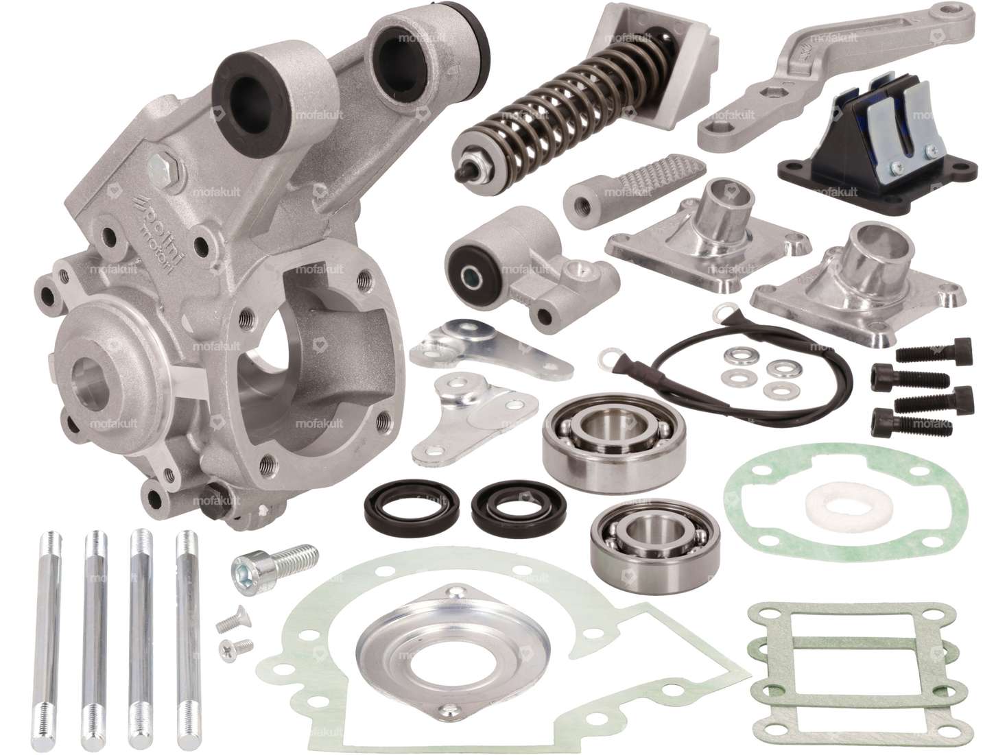 Polini Motorengehäuse 4-Klappen Membran & Starterpedal | Peugeot 103, 104, 105, GL 10 Carousel Image 1