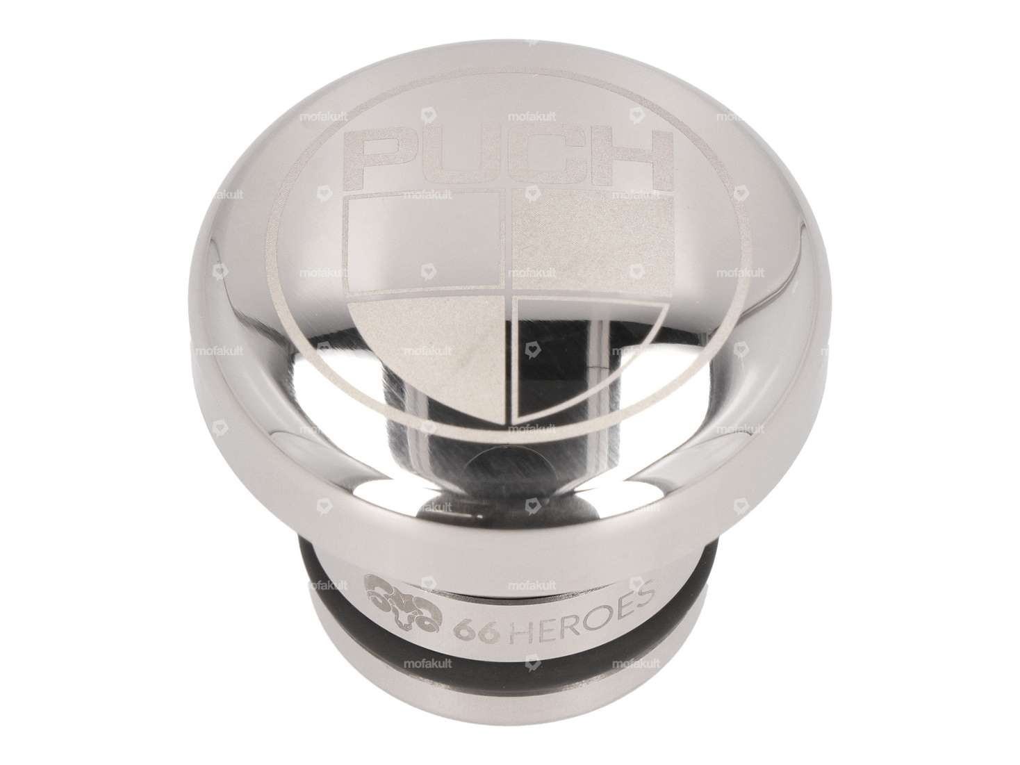 66HEROES Tankdeckel rund «Puch» Inox | Puch Carousel Image 1