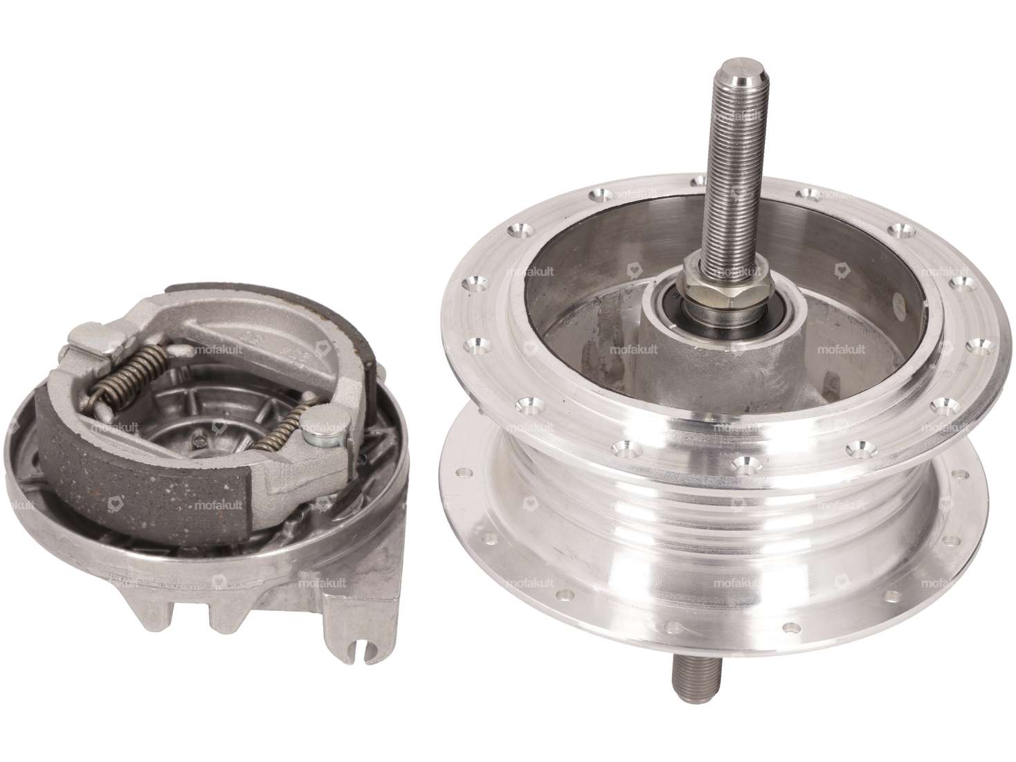 LELEU Radnabe Speichenrad vorne 28 Löcher mit Ankerplatte & Achse | Puch Maxi N, X30 Chopper Carousel Image 3