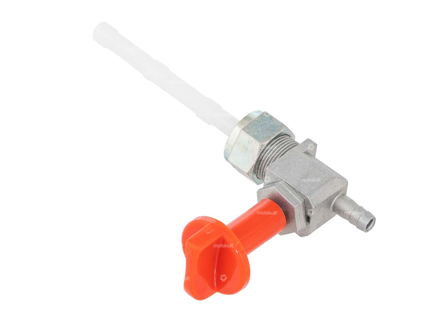 OMG fuel tap vertical M16x1 (with union nut) bottom outgoing rotary knob red Carousel Image 2