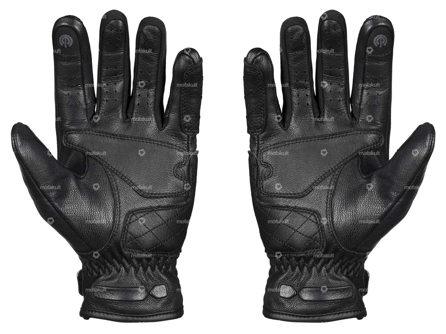 Gants de moto IXS en cuir véritable (S - M) noir Carousel Image 2