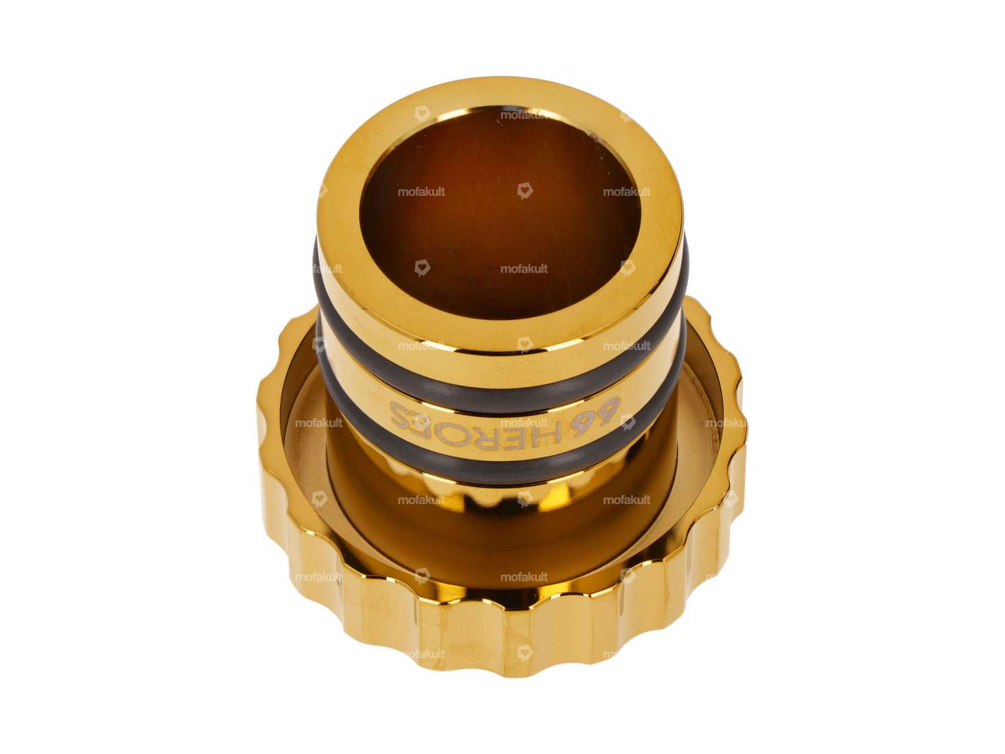 66HEROES Tank cap "66HEROES" corrugated gold | Piaggio Ciao, Bravo Carousel Image 2