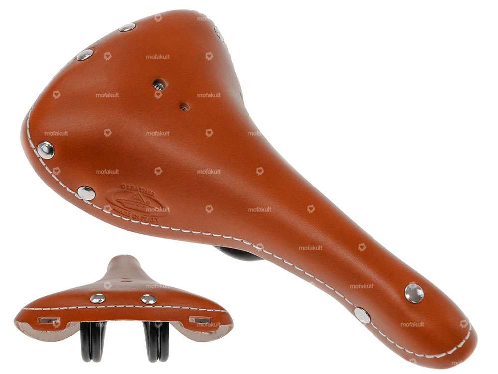 Selle cuir vintage marron clair Carousel Image 1