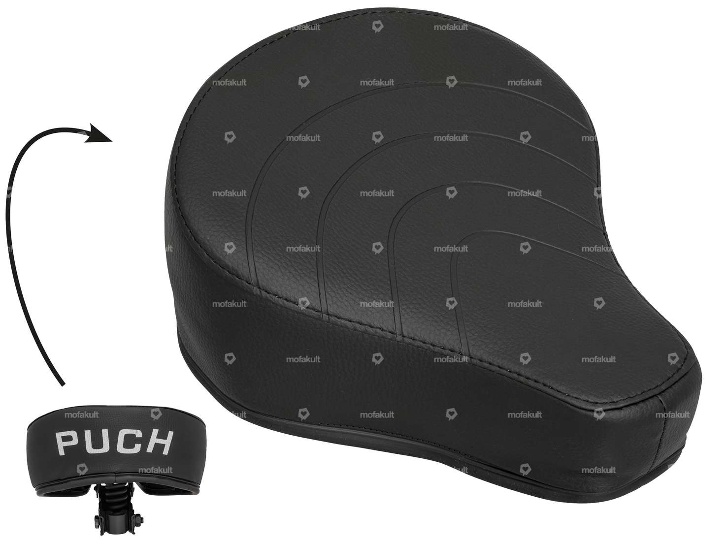 Saddle "PUCH" lettering strong spring black Carousel Image 1