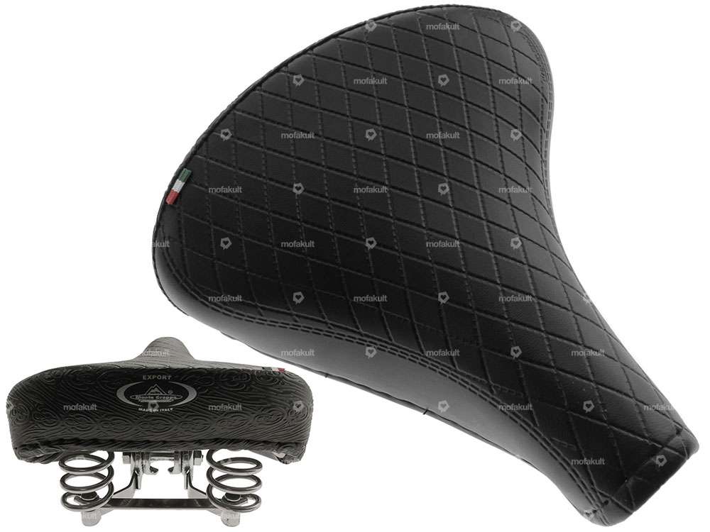Selle Comfort losange à ressorts en tonneau noire Carousel Image 1