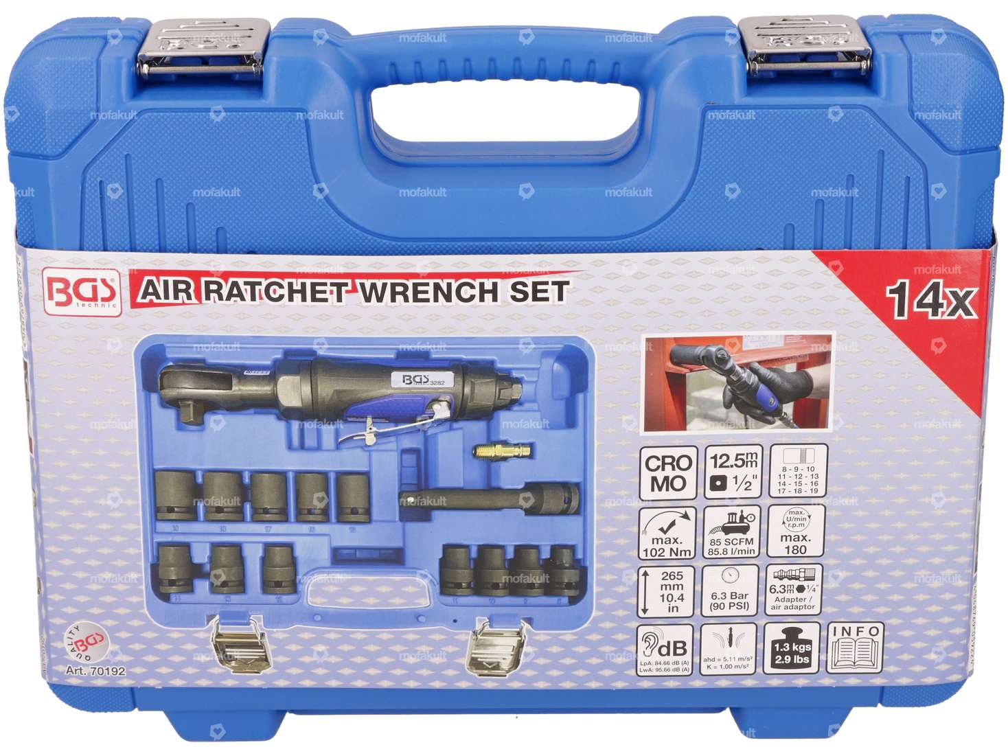 BGS Druckluft 1/4" Ratschenschrauber-Set max.102 Nm Carousel Image 3