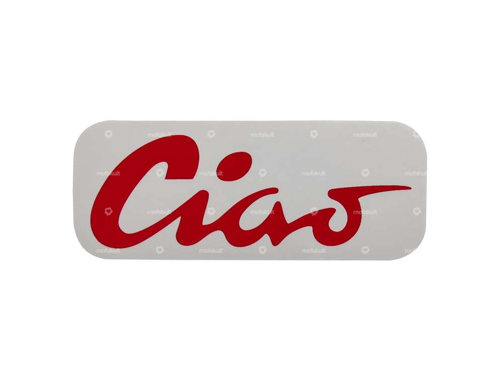 Sticker tank "Ciao" red 70 x 28 mm | Piaggio Ciao P, C9 Carousel Image 1
