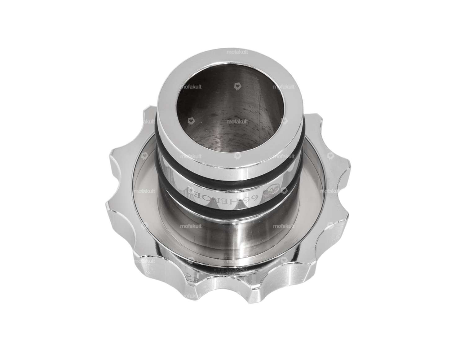 66HEROES Tankdeckel «Iron Cross» Alu Chrom | Piaggio Ciao, Bravo Carousel Image 2