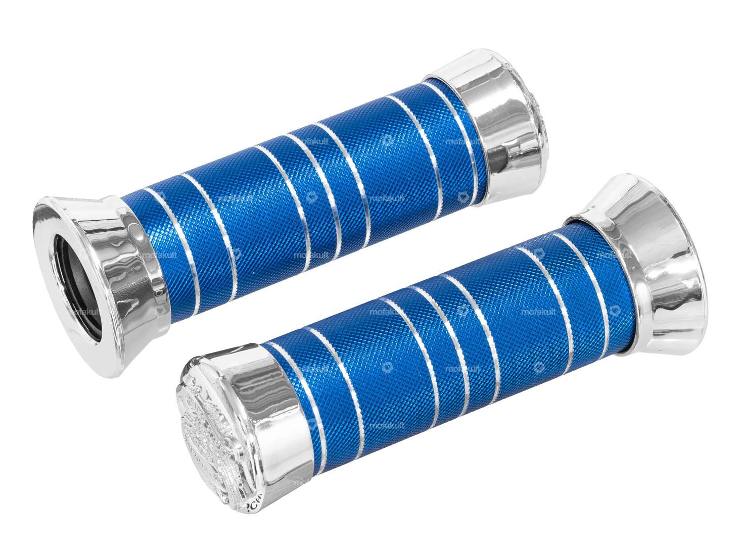 Poignées chrome / bleu Carousel Image 1