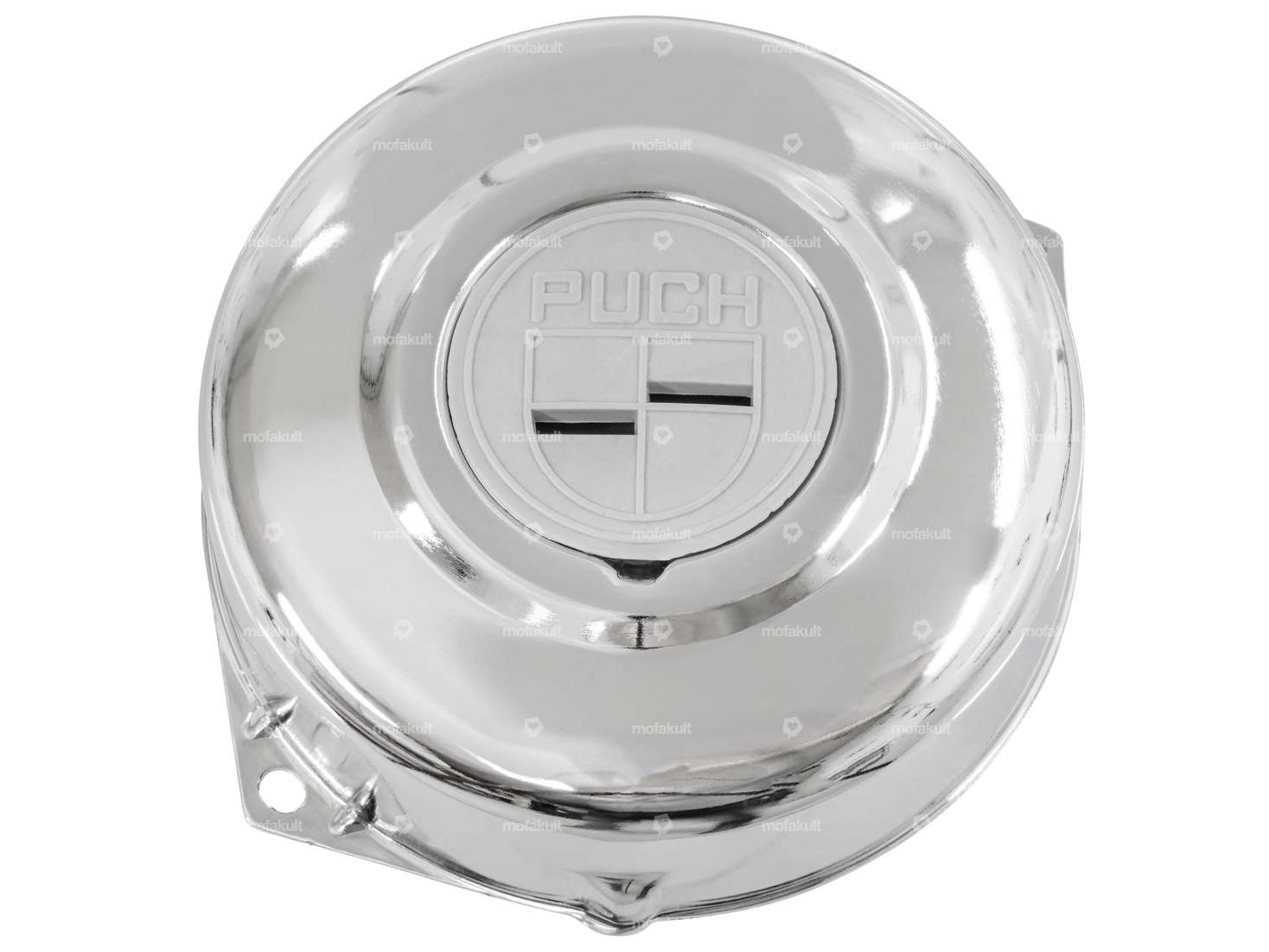GPO Zündungsdeckel Chrom «Puch» Emblem grau | Puch Carousel Image 1