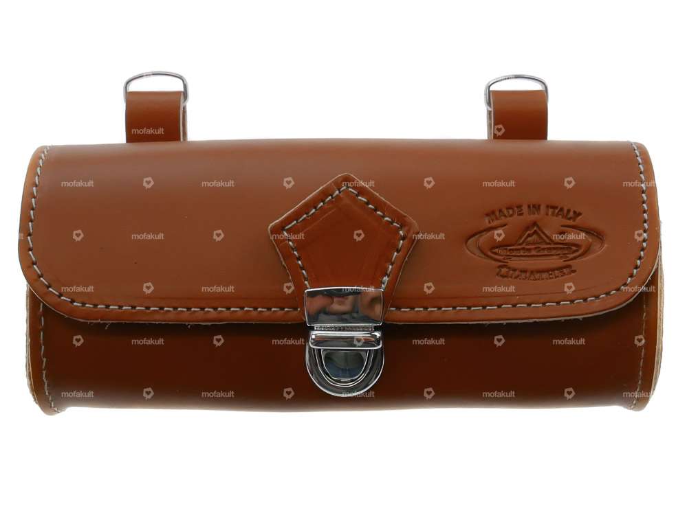 Sacoche de selle "Charleston" en cuir véritable brun Carousel Image 2