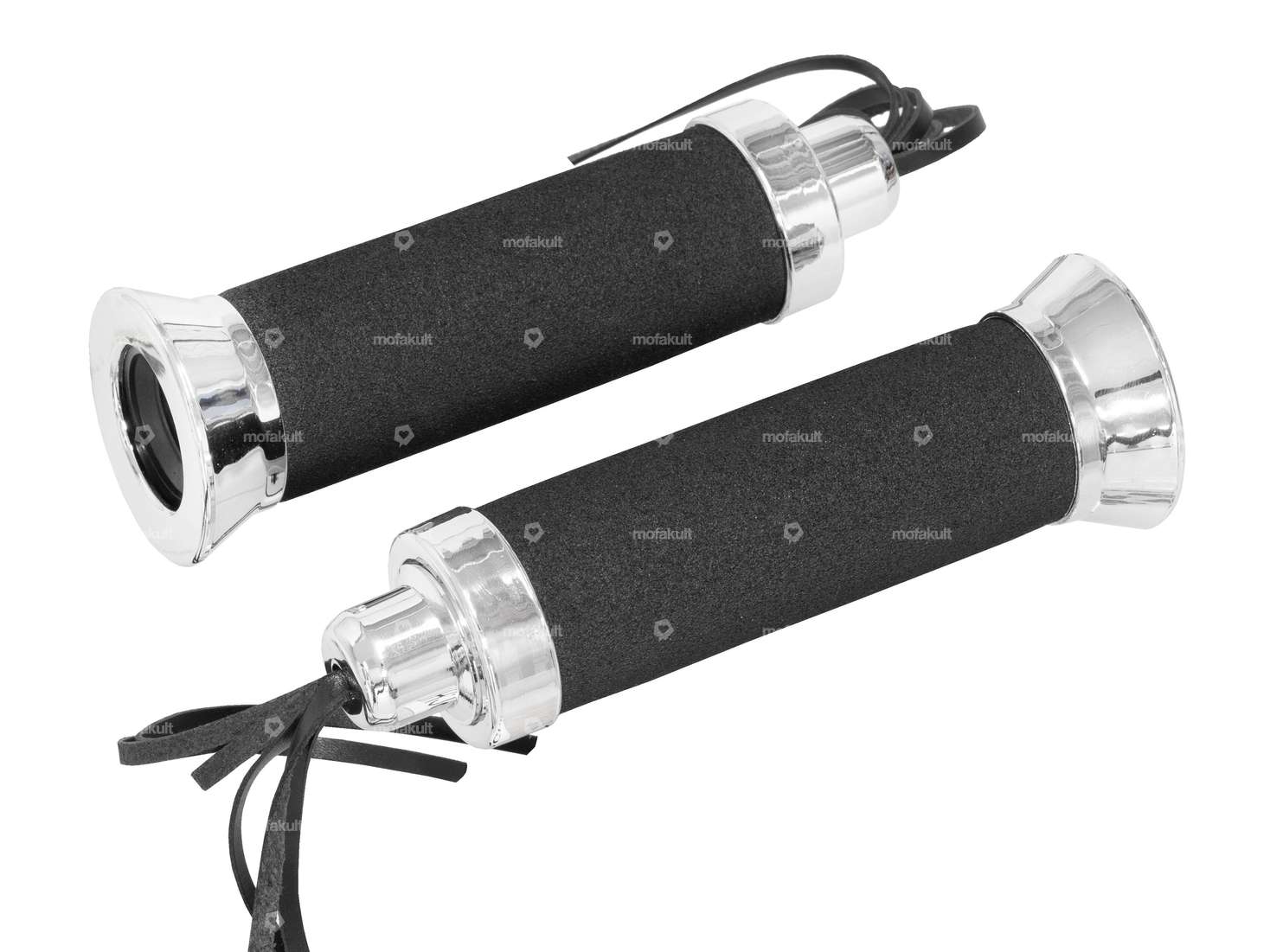 Poignées mousse avec franges noir Carousel Image 1