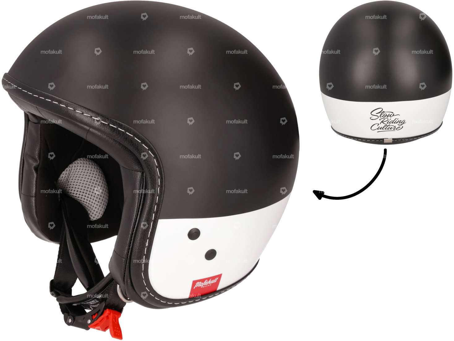 Mofakultwear Casque jet "Kult" blanc / noir Carousel Image 1