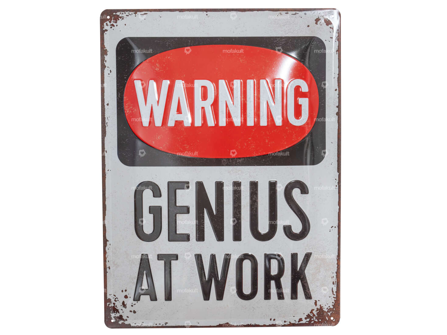 Nostalgic Art Plaque en tôle "Warning Genius at work" 30 x 40 cm Carousel Image 1