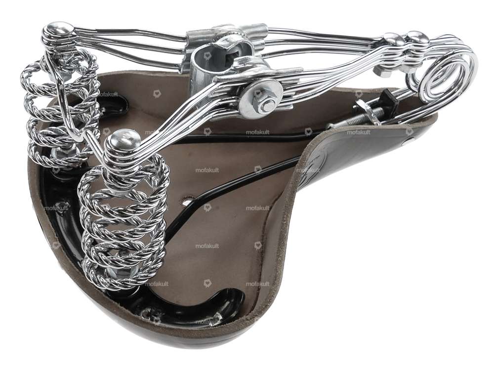 Selle Tabor en cuir avec ressort en forme de tonneau, noire Carousel Image 6