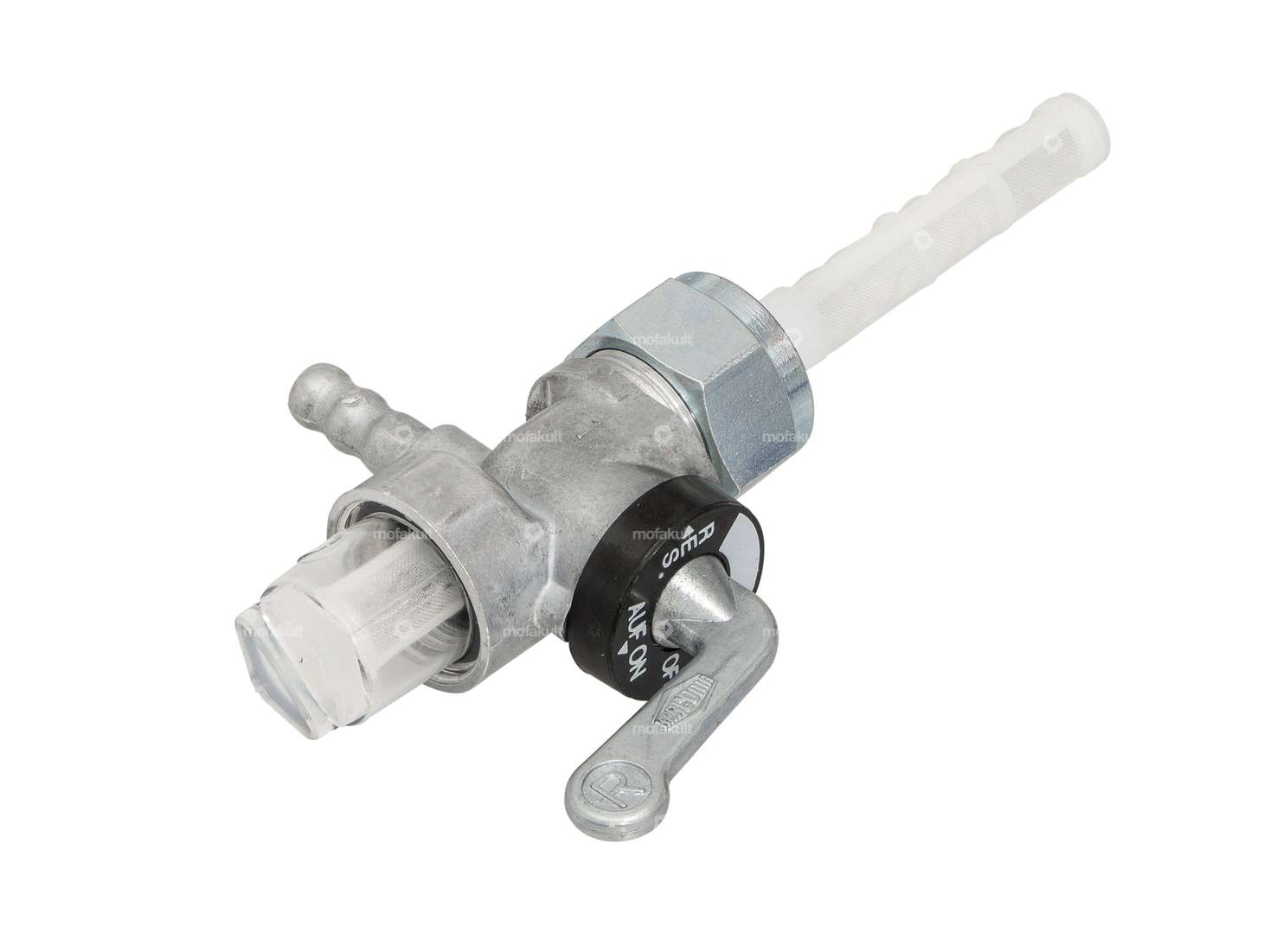 Robinet d'essence Karcoma M16x1 fonte 90° vers l'arrière avec chambre de filtration Carousel Image 2