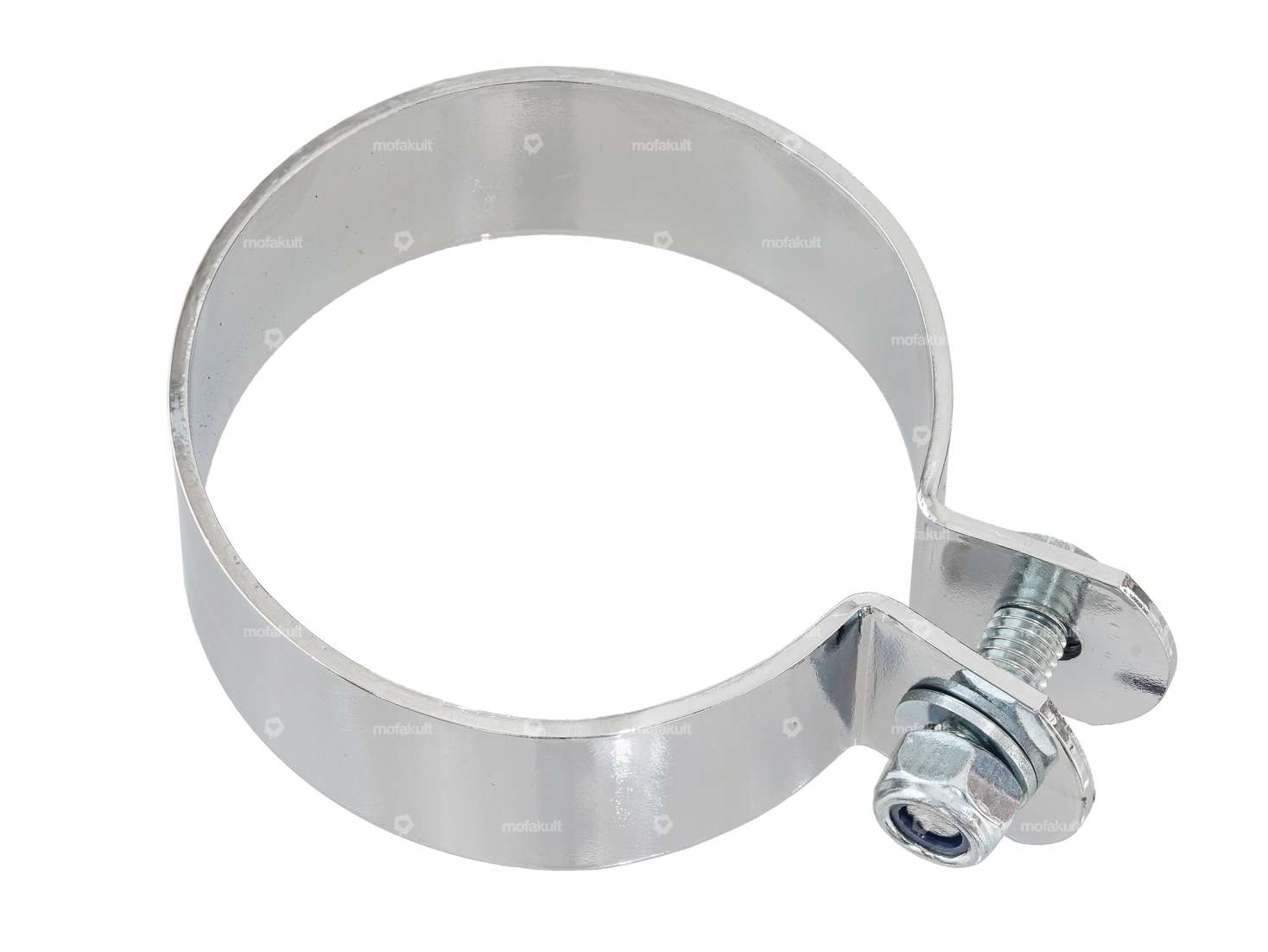 Exhaust clamp 70 mm chrome wide version. Carousel Image 2