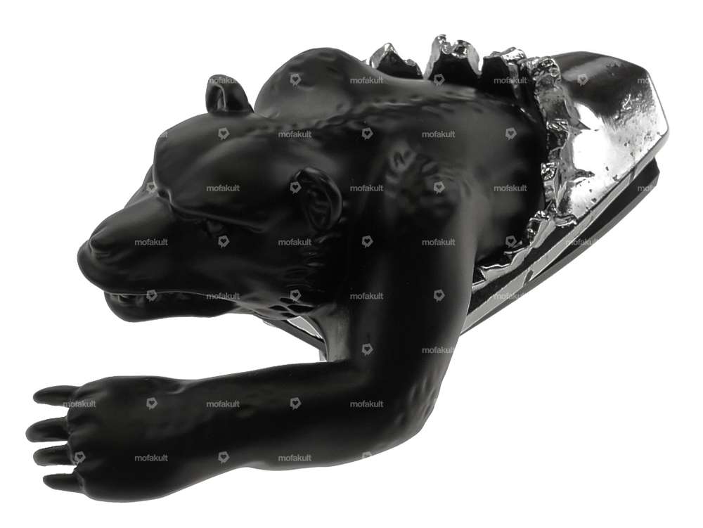 Decorative figure Hunting Bear large chrome / black Carousel Image 2
