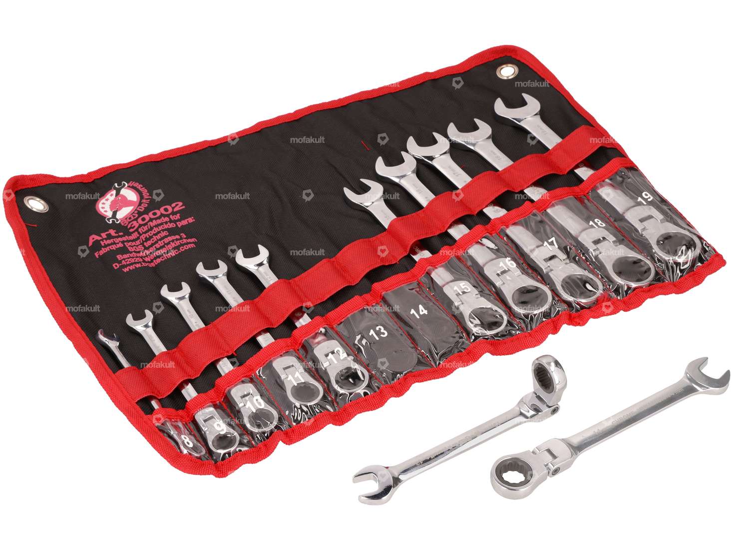 BGS Clé mixte à cliquet à tête pivotante SW8-19 mm 12 pcs. Carousel Image 1