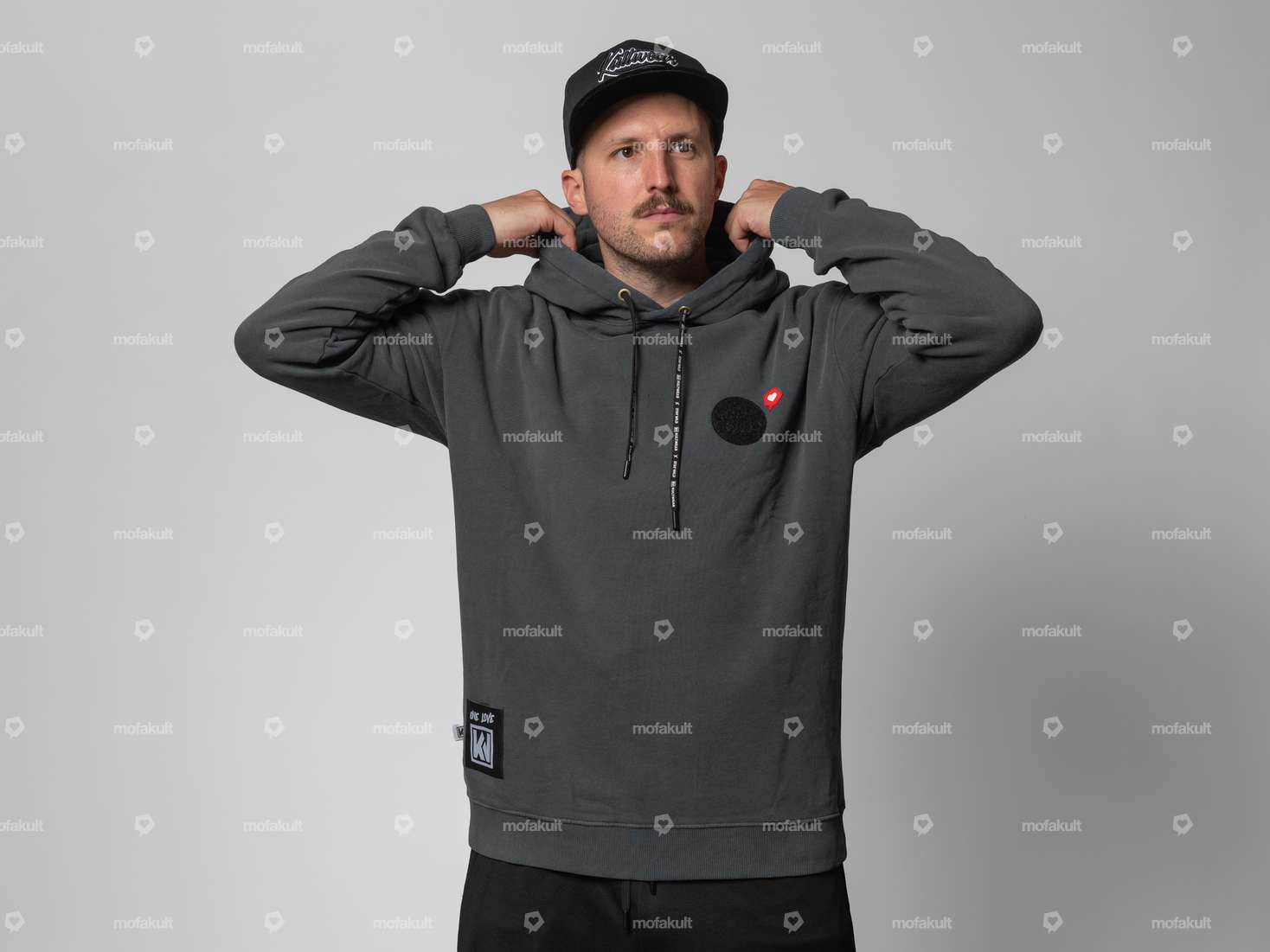 KULTWEAR Hoodie "Velcro" Stonewash gray Carousel Image 1