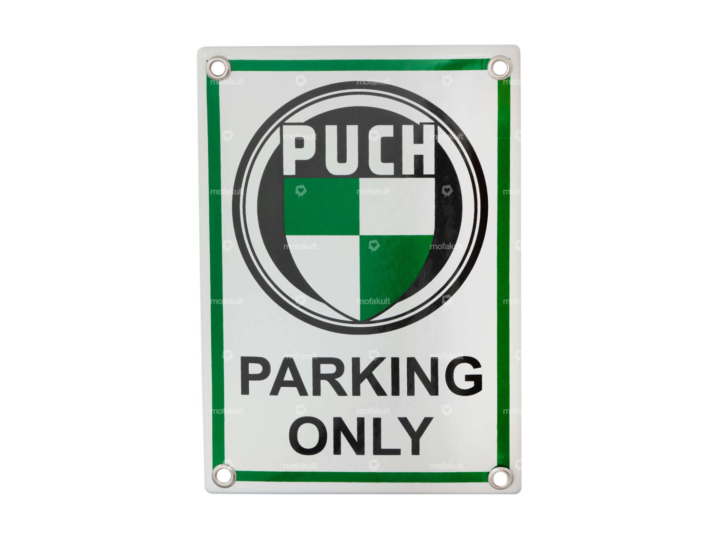 Plaque émaillée "Puch parking only" 12 x 17 cm Carousel Image 1