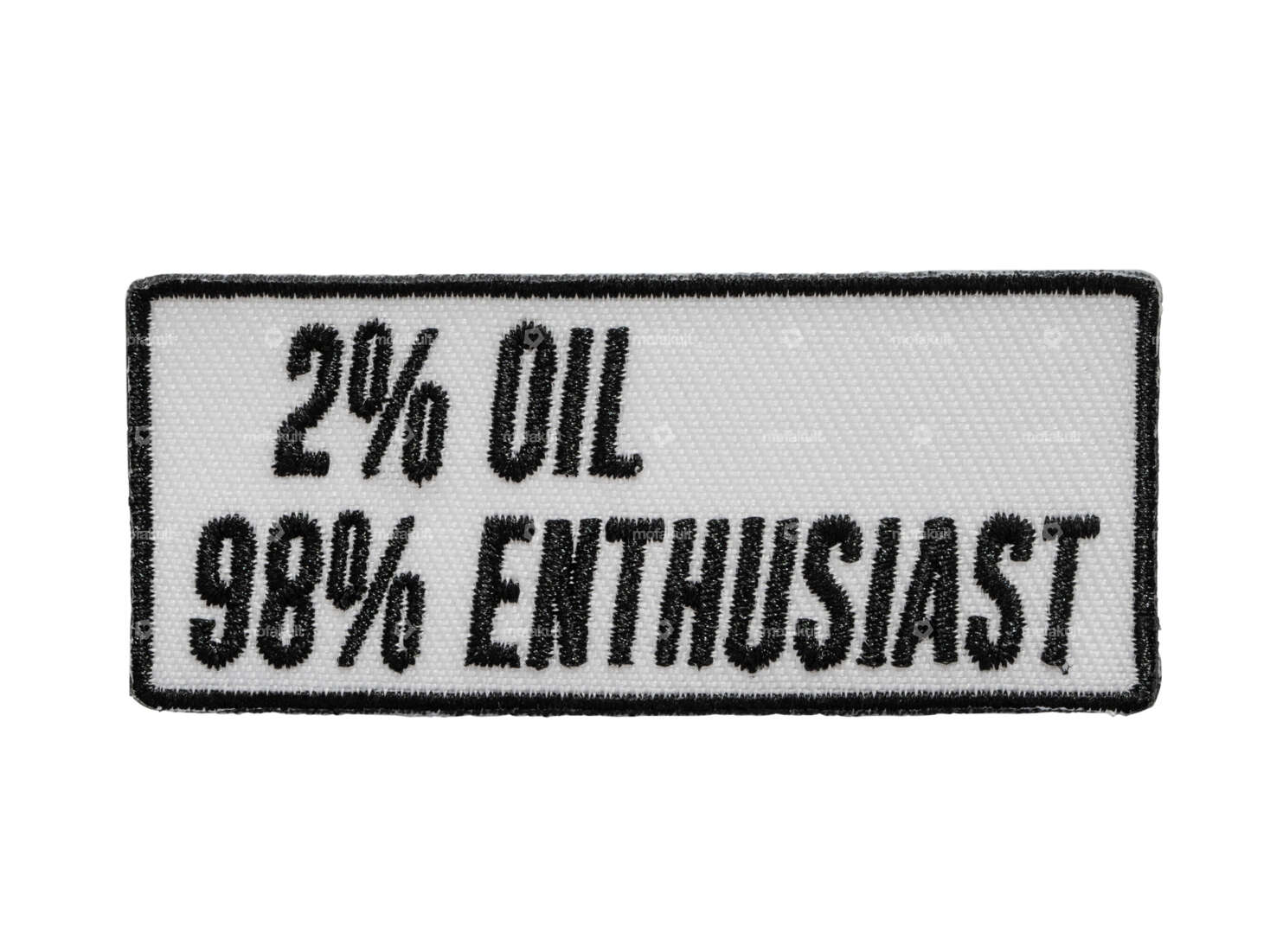 mk-Merch patch "2% Oil 98% Enthusiast" 70 x 30 mm Carousel Image 1